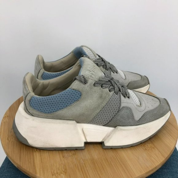 MM6 Maison Margiela Classic Chunky Platform Suede Sneakers Grey Blue Multi 5.5 - Picture 2 of 16